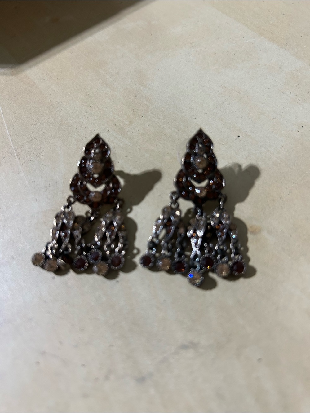 Brown Crystal Dangle Chandelier Earrings - Women Jewelry